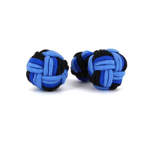 Große schwarze und blaue Kugelärmelknöpfe