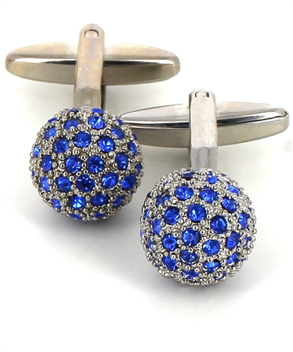 Silberne und blaue Kugelärmelknöpfe