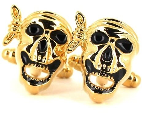 Goldene Totenkopf Manschettenknöpfe