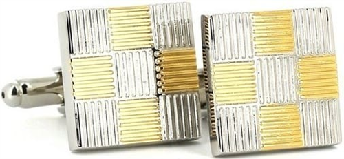 Quadratische Manschettenknöpfe in Silber und Gold