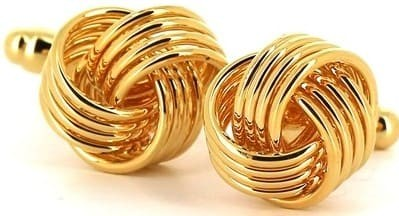 Goldene Manschettenknöpfe mit dreifachem Knoten
