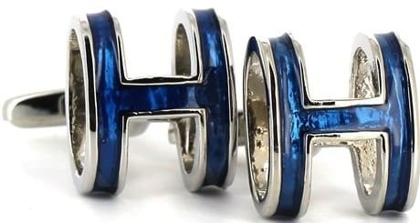 Blau emaillierte H-Manschettenknöpfe