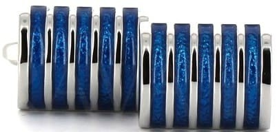 Emaille-Manschettenknöpfe Blaue Streifen II