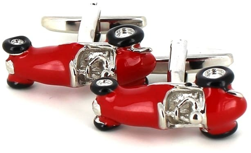 Rote Retro Formel 1 Manschettenknöpfe