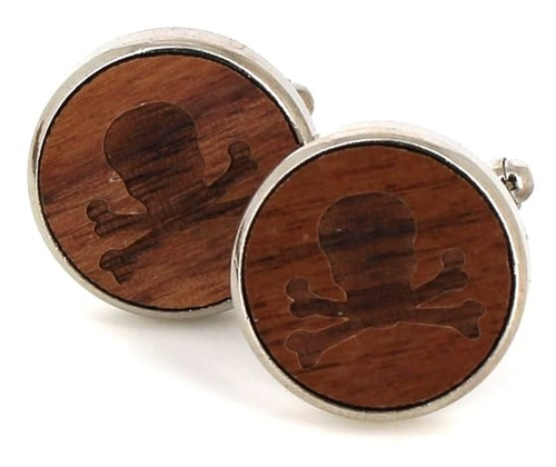 Holzärmelknöpfe mit Totenkopfmotiven