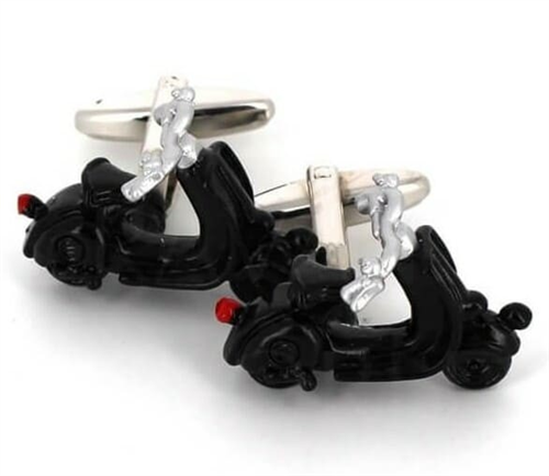 Schwarze Vespa Motorroller Manschettenknöpfe