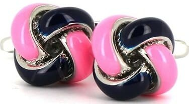 Knotenmanschettenknöpfe in Marineblau und Rosa