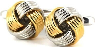 Silberne und goldene gestreifte Knotenmanschettenknöpfe
