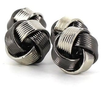 Knotenstreifen Manschettenknöpfe Schwarz und Silber