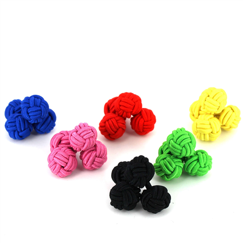 SET VON 6 DOPPELKUGEL-PASSAMENTERIE-MANSCHETTENKNÖPFEN