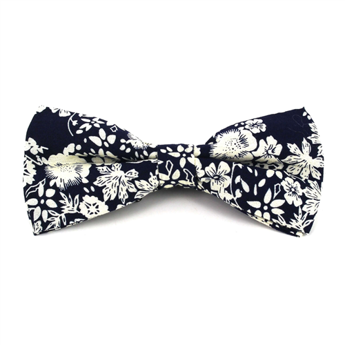 Fliege Marineblau mit Blumenmuster