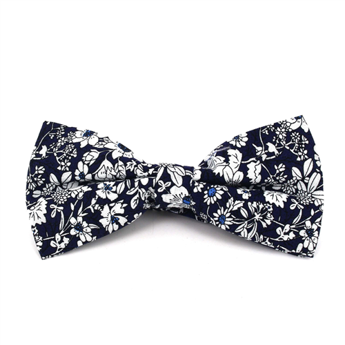 Fliege Marineblau mit Blumenmuster