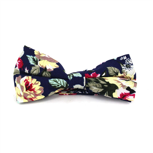Fliege Marineblau mit Blumenmuster