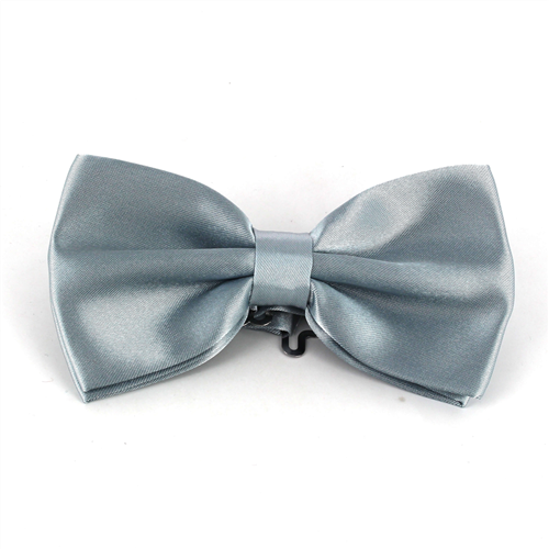 Einheitsfarbene Satin Fliege in Grau Silber