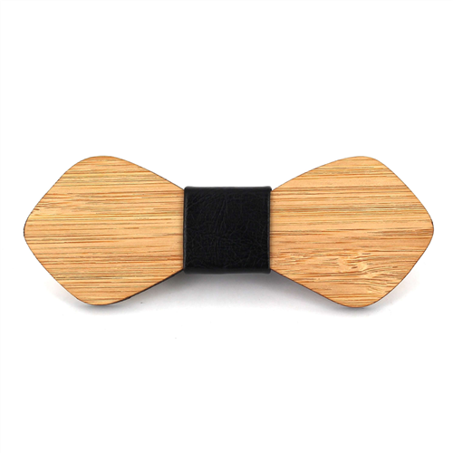 Holzfliege aus Bambus und Leder