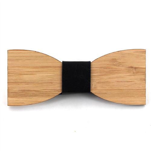 Holzfliege aus Bambus und Leder