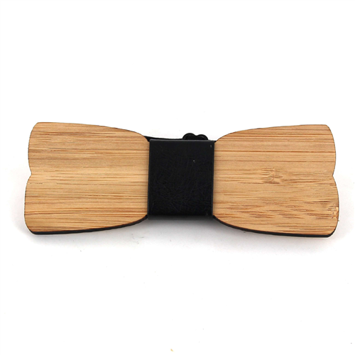 Holzfliege aus Bambus und Leder