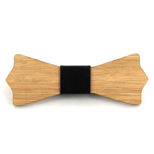 Holzfliege aus Bambus und Leder