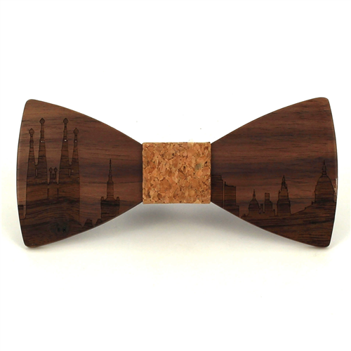 Holzfliege Barcelona Skyline