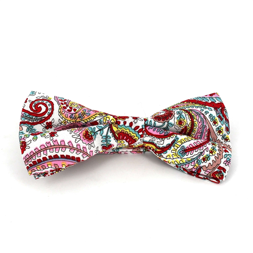 Weißes und rotes Paisley-Fliege