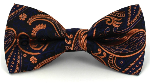 Schwarzes, blaues und orangefarbenes Paisley-Fliege