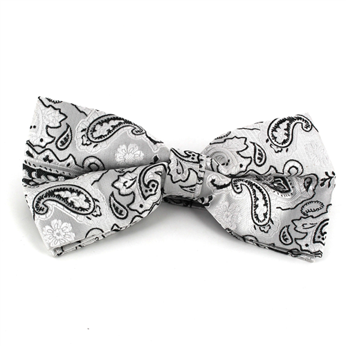 XL Paisley Fliege Grau Silber