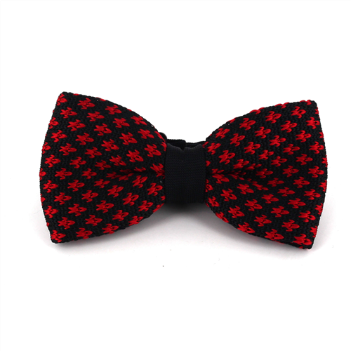 Fliege mit Fleur-de-Lis-Punkt in Schwarz und Rot