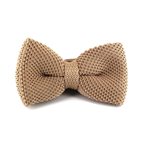 Beige Einfarbige Strickfliege