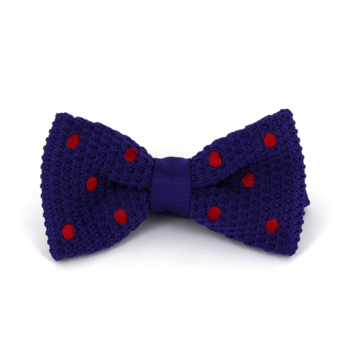 Violette Punkt Fliege mit roten Polka Dots