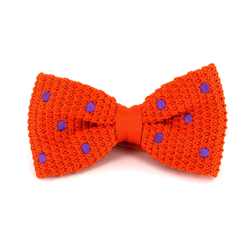 Fliege Orange mit lila Punkten