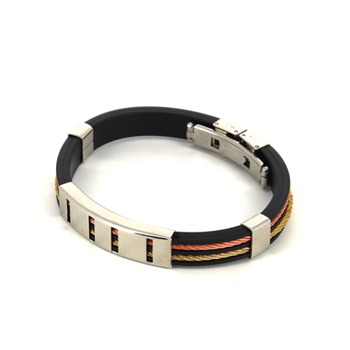Armband aus schwarzem und goldenem Stahl und Gummi