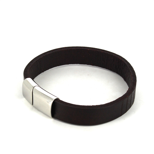 Armband aus Edelstahl und braunem Leder