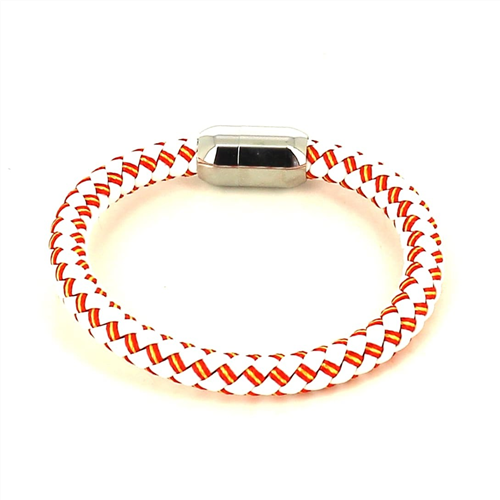 Armband Weißes Leder Spanische Flagge