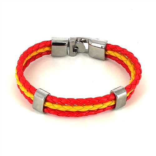 Armband Geflochtenes Leder Spanische Flagge