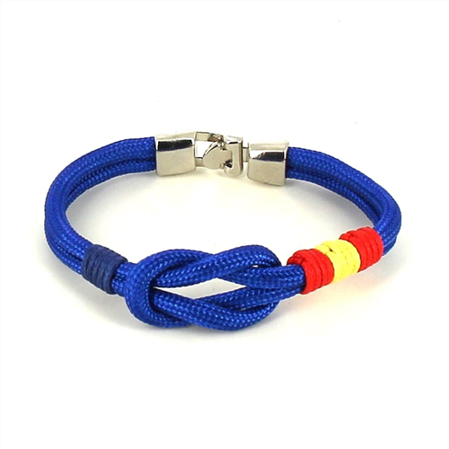 Armband Knoten Blau mit Spanischer Flagge