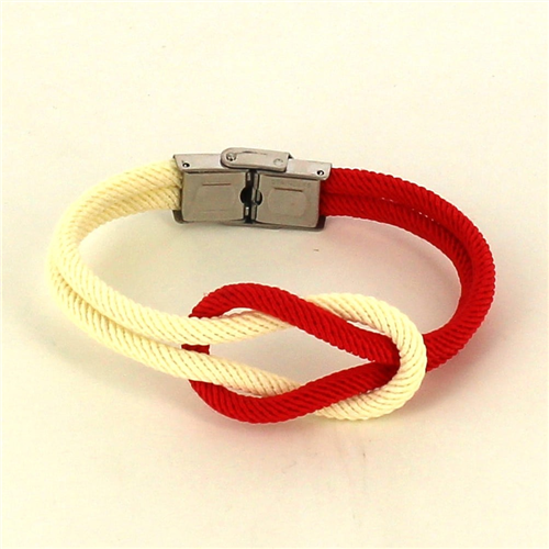 Armband Weiß und Rot Knoten