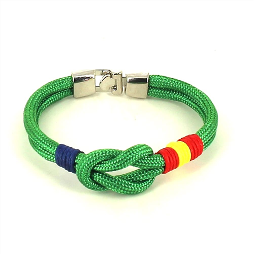 Armband Knoten Grün mit Spanischer Flagge