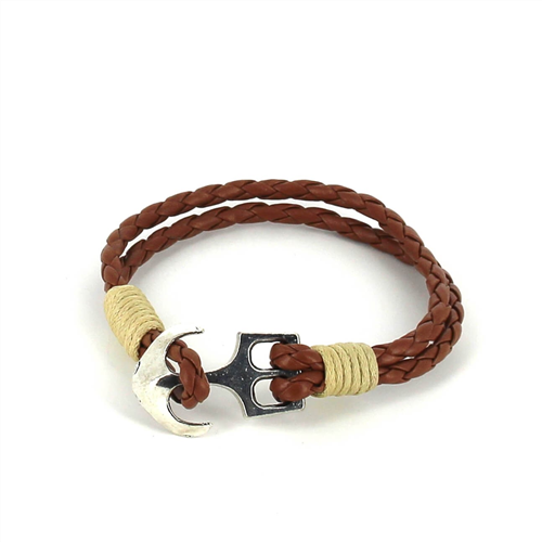 Geflochtenes Lederarmband mit Anker