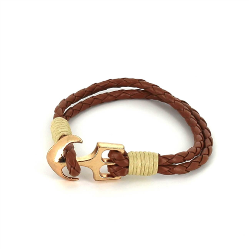Geflochtenes Lederarmband mit Anker