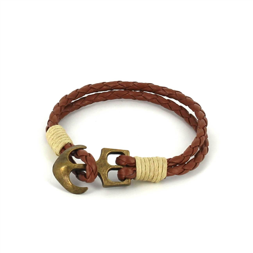 Geflochtenes Lederarmband mit Anker