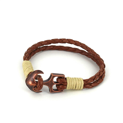 Geflochtenes Lederarmband mit Anker
