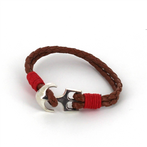 Geflochtenes Lederarmband mit Anker