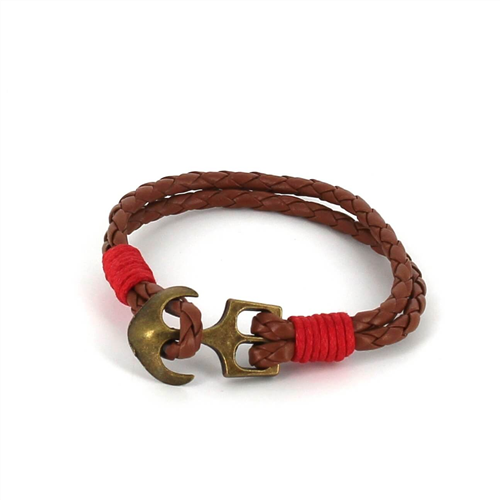 Geflochtenes Lederarmband mit Anker