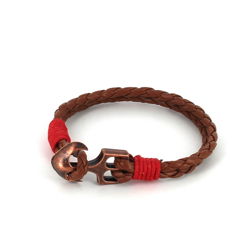 Geflochtenes Lederarmband mit Anker