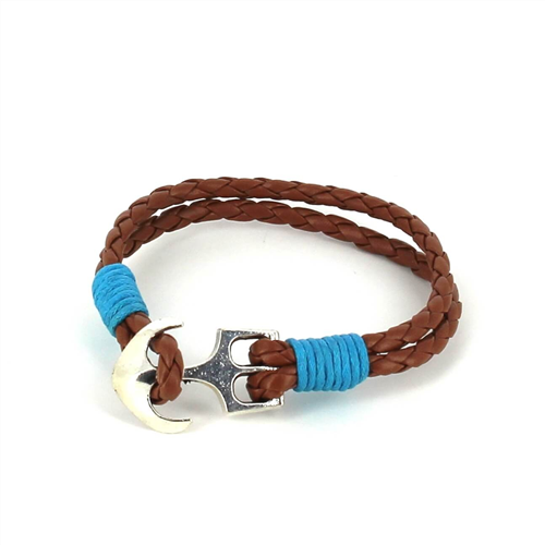 Geflochtenes Lederarmband mit Anker