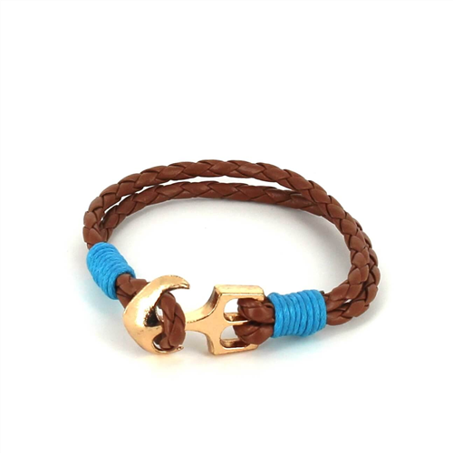 Geflochtenes Lederarmband mit Anker