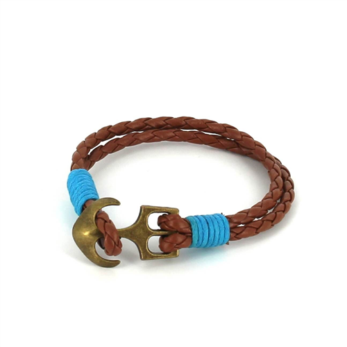 Geflochtenes Lederarmband mit Anker