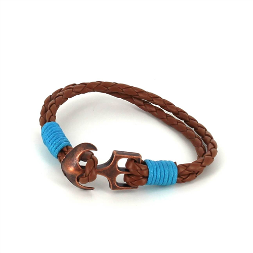 Geflochtenes Lederarmband mit Anker