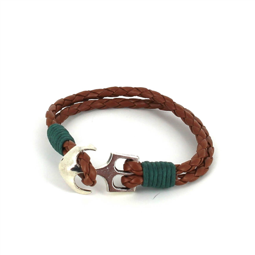 Geflochtenes Lederarmband mit Anker
