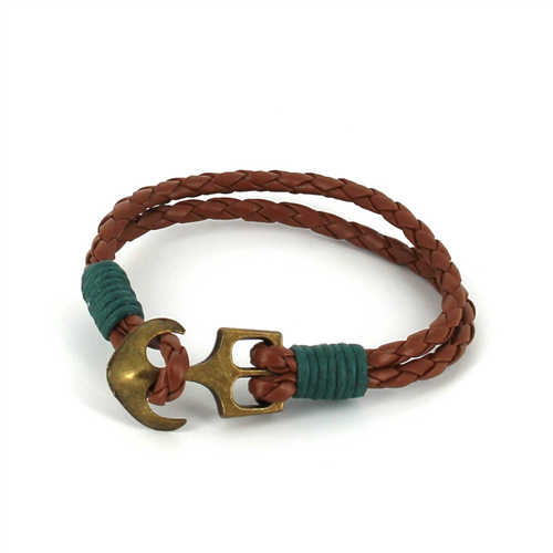 Geflochtenes Lederarmband mit Anker